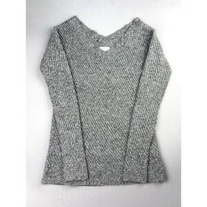 Maïs Women's 2 Off The Shoulder V Neck‎ Wool Black & White Heather  Sweater